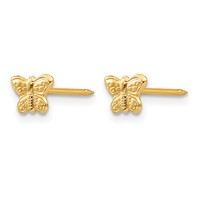 Inverness 14K Yellow Gold 7mm Butterfly Post Piercing Earrings view 2