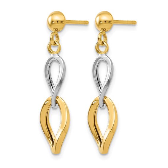 Leslie's 14K Two-tone Polished Post Dangle Earrings