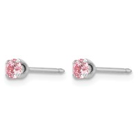 Inverness 14K White Gold 3mm Pink CZ Piercing Earrings view 2