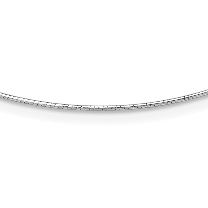 14K White Gold 1MM Round Detachable clasp Omega Necklace