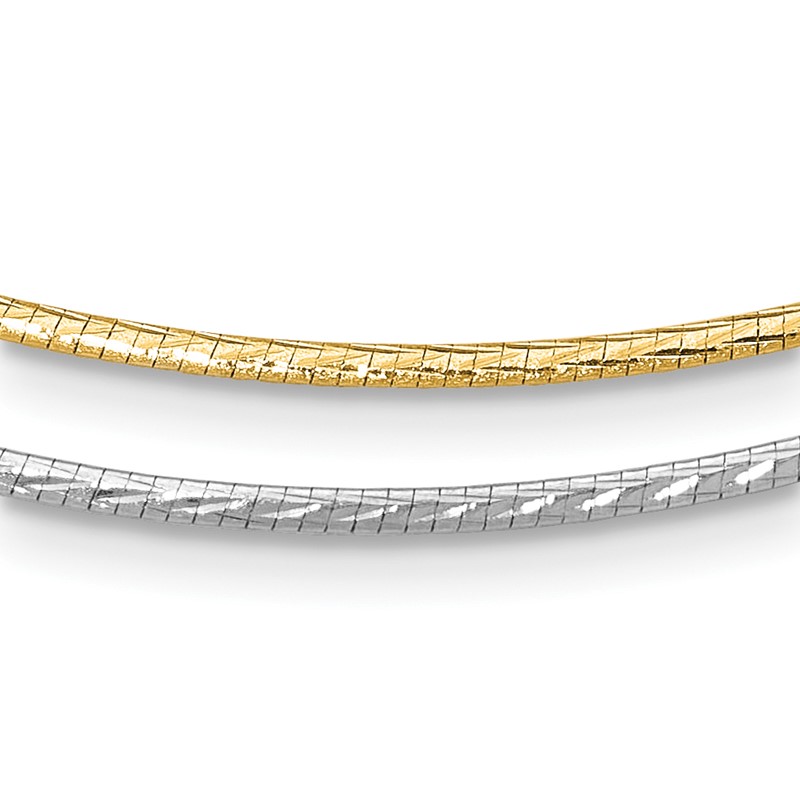 14K White Gold w/Rhodium Reversible Adj. Omega Necklace