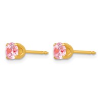 Inverness Stainless Steel 24K Gold-plated 5mm Pink CZ Post Piercing Earrings view 2