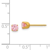 Inverness Stainless Steel 24K Gold-plated 5mm Pink CZ Post Piercing Earrings view 4
