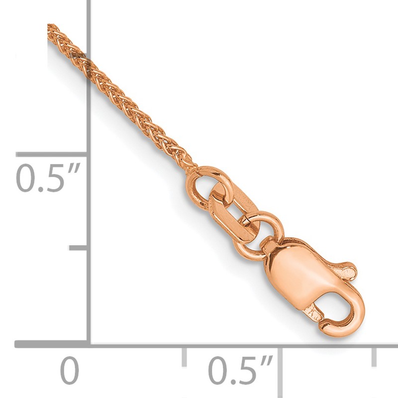 14K Rose Gold 1.0mm Spiga Chain Anklet