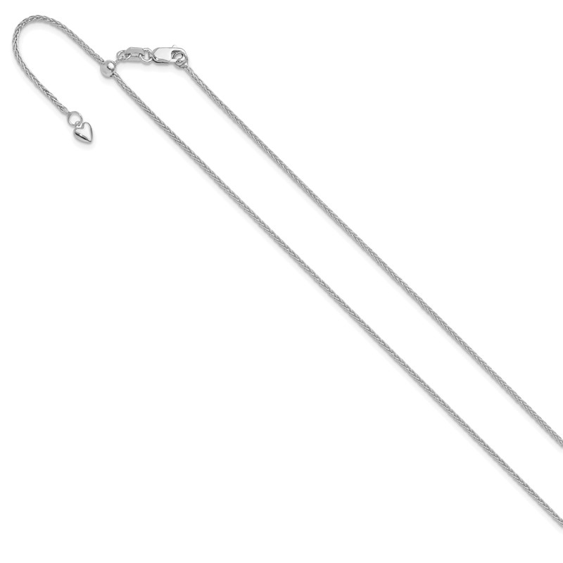 14K White Gold Adjustable 1.4mm Wheat Chain