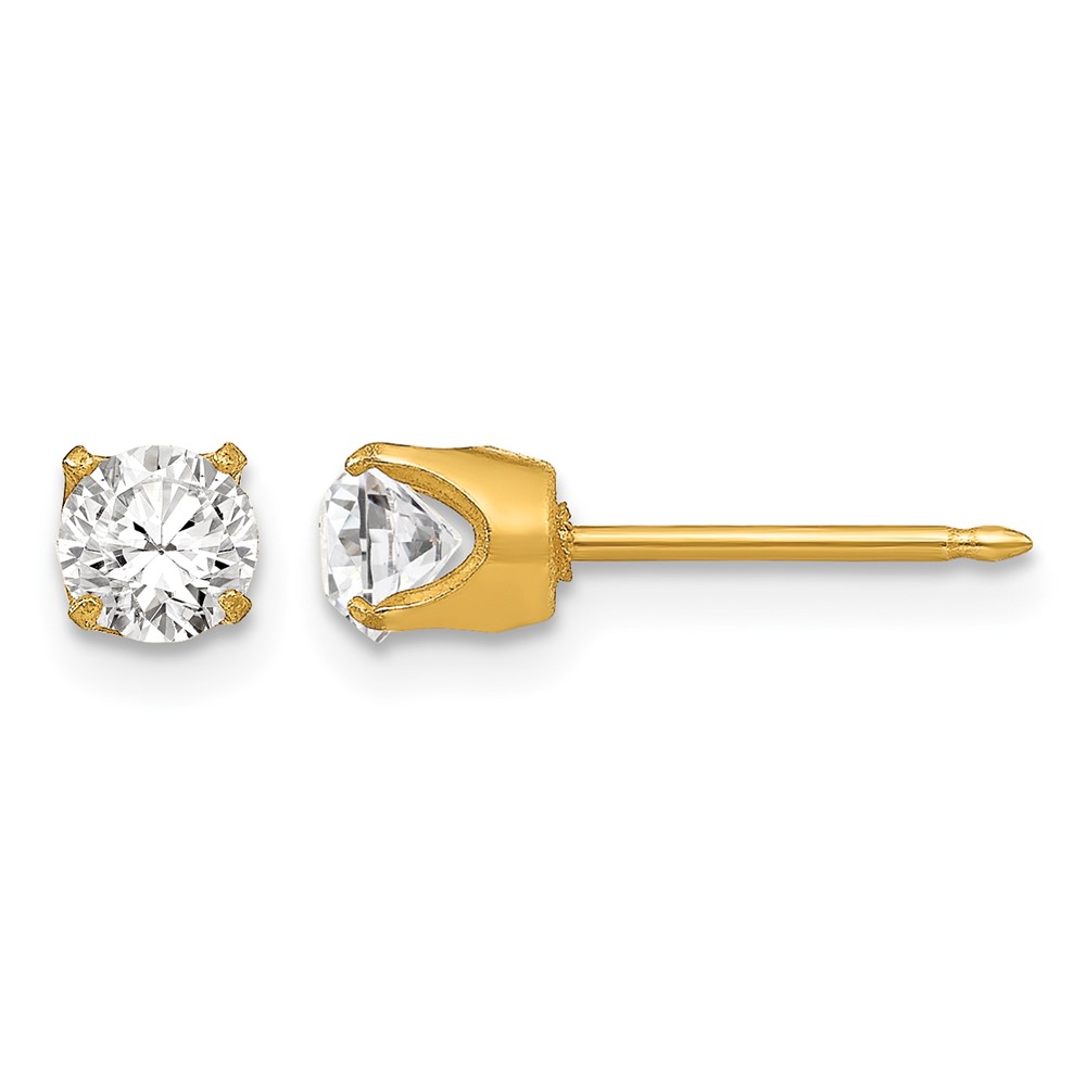 Inverness Stainless Steel 24K Gold-plated 5mm Austrian Crystal Post Piercing Earrings