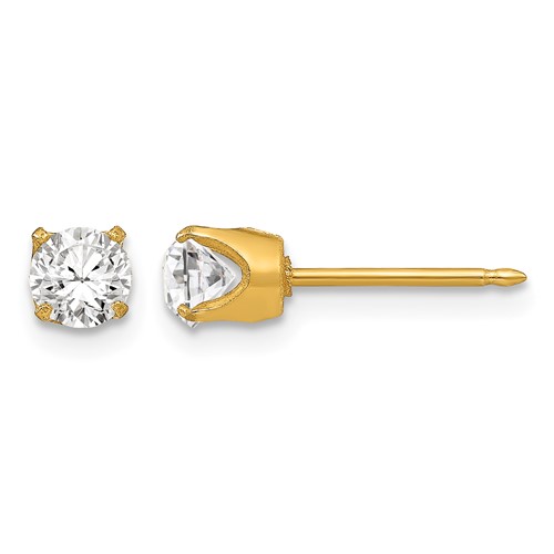Inverness Stainless Steel 24K Gold-plated 5mm Austrian Crystal Post Piercing Earrings