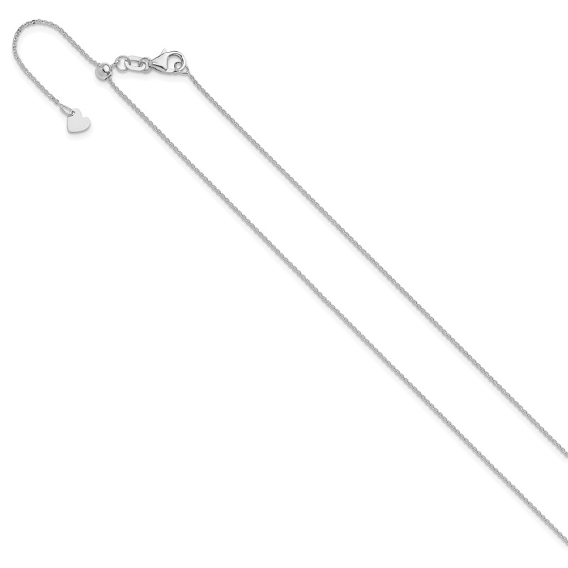 14K White Gold Adjustable 1.2mm Flat Cable Chain