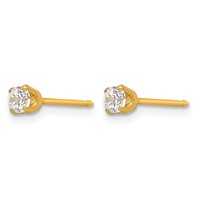 Inverness Stainless Steel 24K Gold-plated 3mm CZ Post Piercing Earrings view 2