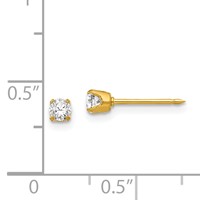 Inverness Stainless Steel 24K Gold-plated 3mm CZ Post Piercing Earrings view 4