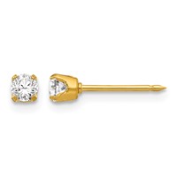 Inverness Stainless Steel 24K Gold-plated 3mm CZ Post Piercing Earrings view 1