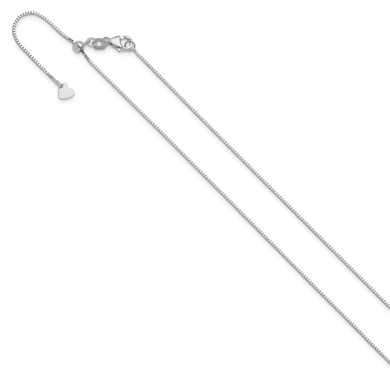 14K White Gold Adjustable .8mm Box Chain