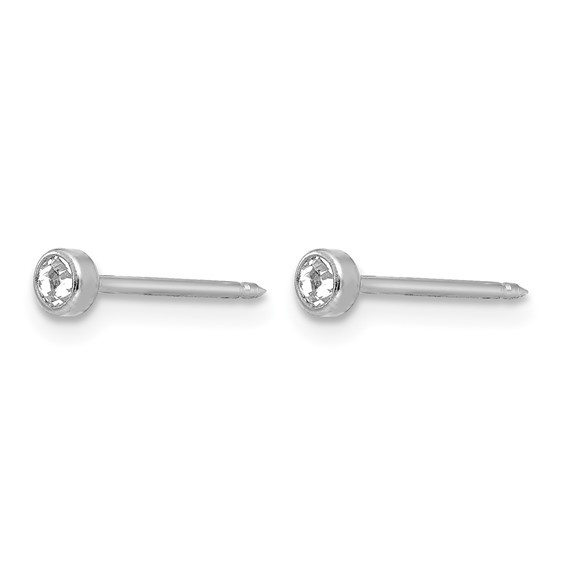 Inverness 14k White 3mm Crystal Bezel Piercing Earrings