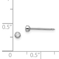 Inverness 14K White Gold 3mm Crystal Bezel Piercing Earrings view 4