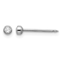 Inverness 14K White Gold 3mm Crystal Bezel Piercing Earrings view 1