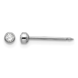Inverness 14k White 3mm Crystal Bezel Piercing Earrings