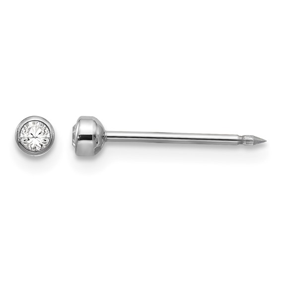 Inverness 14k White 3mm Crystal Bezel Piercing Earrings