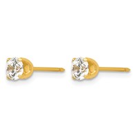 Inverness Stainless Steel 24K Gold-plated 5mm CZ Post Piercing Earrings view 2