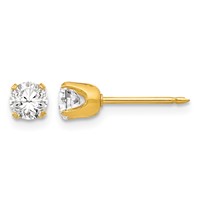 Inverness Stainless Steel 24K Gold-plated 5mm CZ Post Piercing Earrings view 1