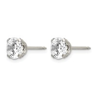 Inverness Stainless Steel 7mm CZ Post Piercing Earrings view 2