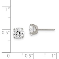 Inverness Stainless Steel 7mm CZ Post Piercing Earrings view 4