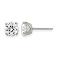 Inverness Stainless Steel 7mm CZ Post Piercing Earrings view 1