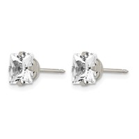 Inverness Stainless Steel 7mm Faceted Square CZ Post Piercing Earrings view 2