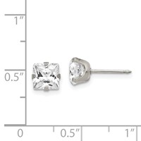 Inverness Stainless Steel 7mm Faceted Square CZ Post Piercing Earrings view 4
