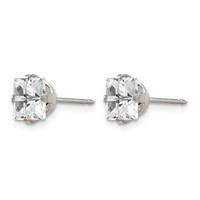 Inverness Stainless Steel 7mm Faceted Square CZ Post Piercing Earrings view 2