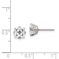 Inverness Stainless Steel 7mm Faceted Square CZ Post Piercing Earrings view 4