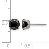 Inverness Stainless Steel 7mm Black CZ Post Piercing Earrings view 4