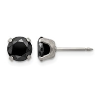 Inverness Stainless Steel 7mm Black CZ Post Piercing Earrings view 1
