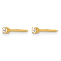 Inverness Stainless Steel 24K Gold-plated 2mm CZ Post Piercing Earrings view 2