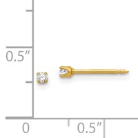 Inverness Stainless Steel 24K Gold-plated 2mm CZ Post Piercing Earrings view 4
