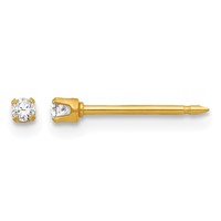 Inverness Stainless Steel 24K Gold-plated 2mm CZ Post Piercing Earrings view 1
