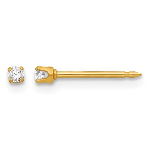 Inverness Stainless Steel 24K Gold-plated 2mm CZ Post Piercing Earrings