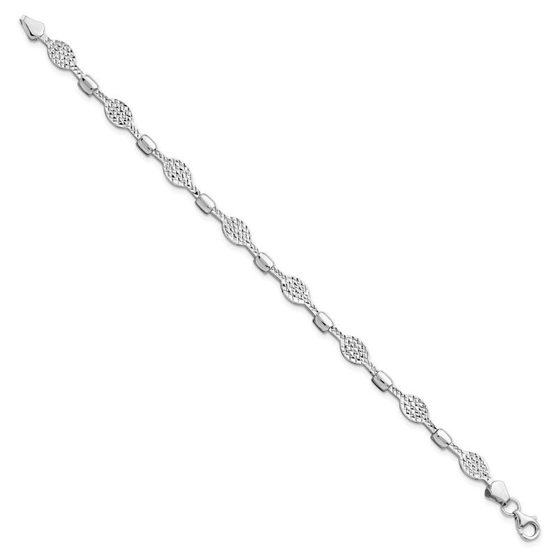 14K White Gold Diamond-Cut Bracelet
