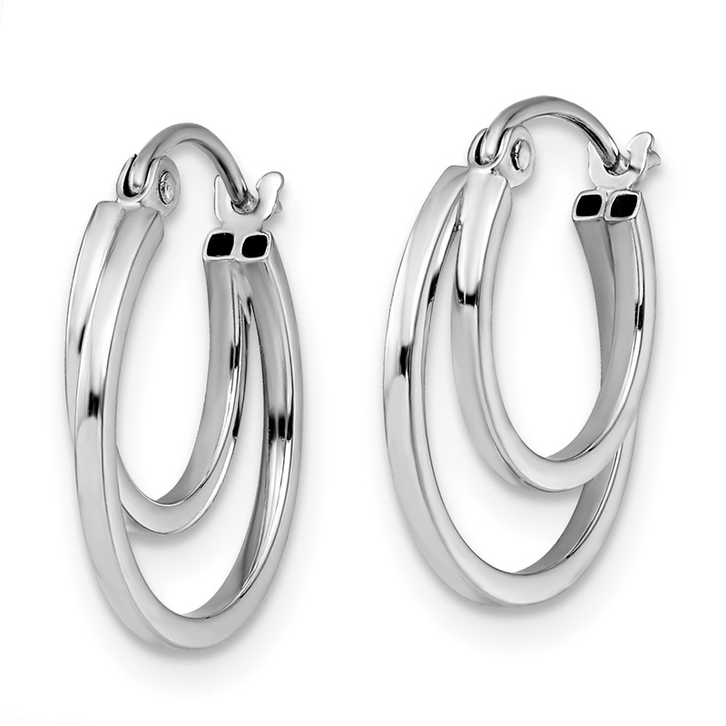 14K White Gold Polished Hinged Hoop Earrings