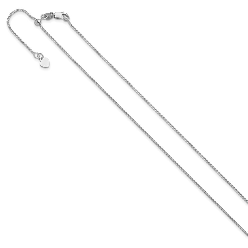14K White Gold Adjustable 1.2 mm D/C Double Curb Chain