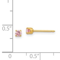 Inverness Stainless Steel 24K Gold-plated 3mm Pink CZ Post Piercing Earrings view 4