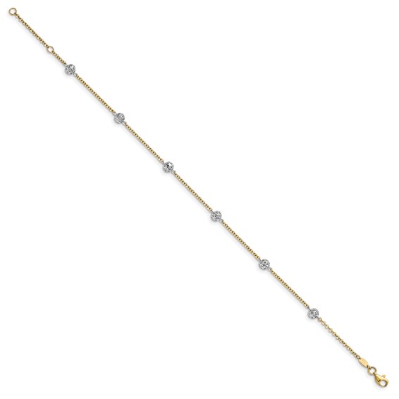 Leslie's 14K Two-tone Polished and Diamond-cut  Anklet