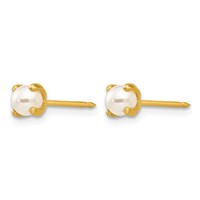 Inverness Stainless Steel 24K Gold-plated 4mm Simulated Pearl Post Piercing Earrings view 2