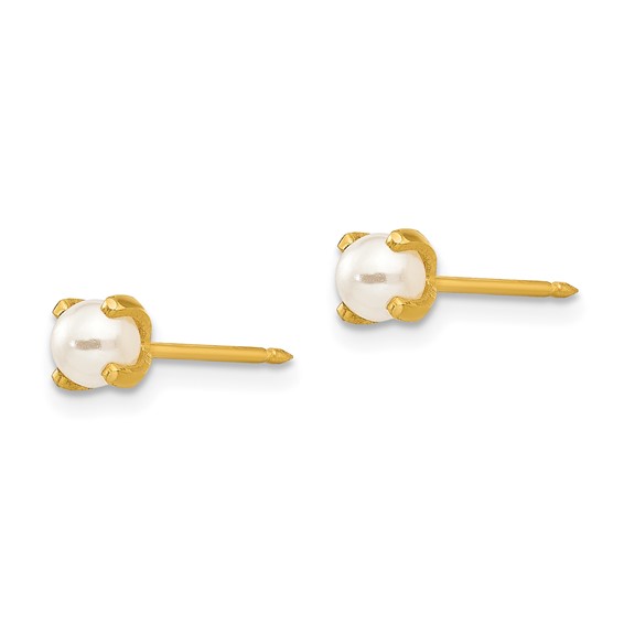 Inverness Stainless Steel 24K Gold-plated 4mm Simulated Pearl Post Piercing Earrings