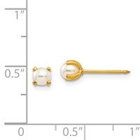 Inverness Stainless Steel 24K Gold-plated 4mm Simulated Pearl Post Piercing Earrings view 4