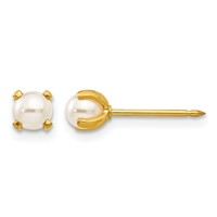 Inverness Stainless Steel 24K Gold-plated 4mm Simulated Pearl Post Piercing Earrings view 1
