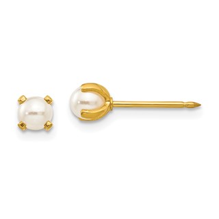Inverness Stainless Steel 24K Gold-plated 4mm Simulated Pearl Post Piercing Earrings