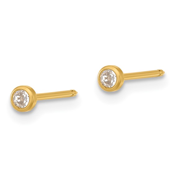 Inverness Stainless Steel 24K Gold-plated Crystal Bezel Post Piercing Earrings