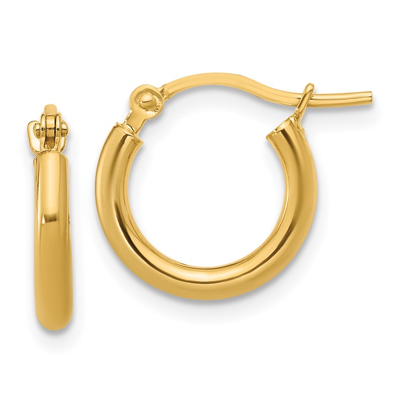 14K 2x12mm Polished Hoop Earrings