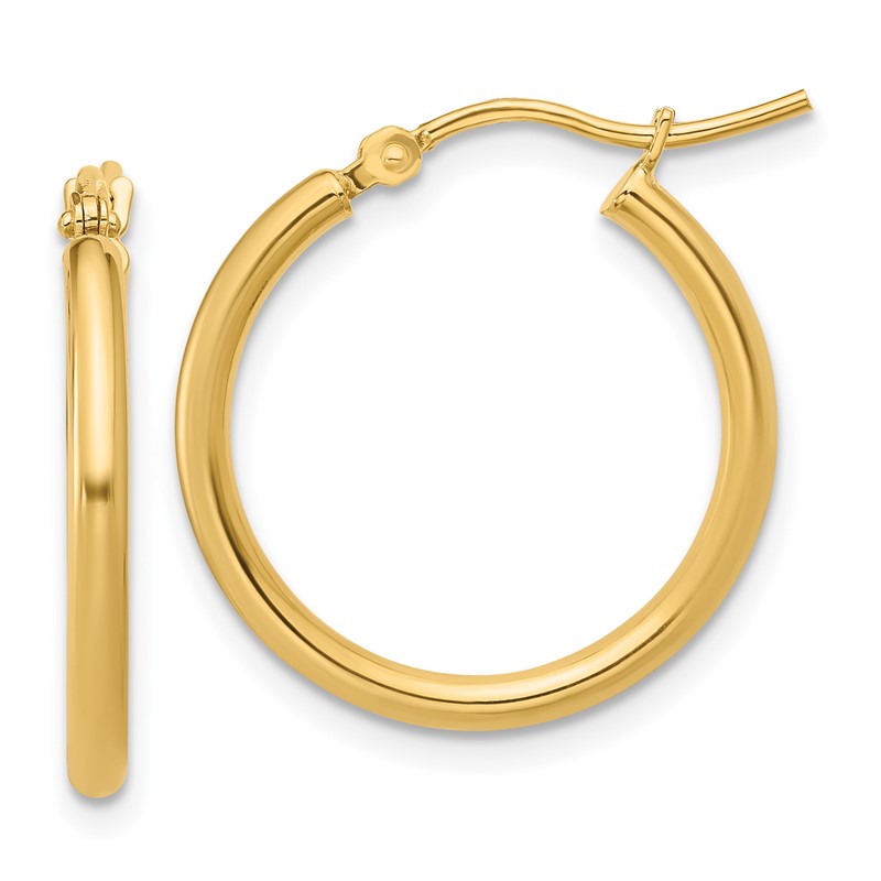 14K 2x20mm Polished Hoop Earrings