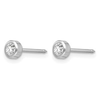 Inverness 14K White Gold 4mm April Crystal Bezel Piercing Earrings view 2